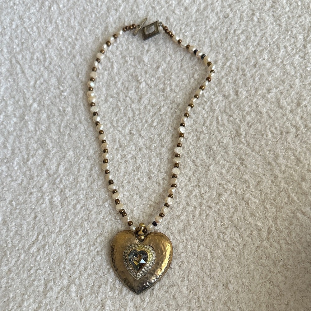 Gold and Silver Heart Pendant Necklace